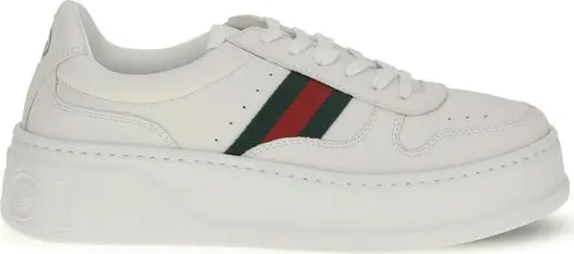 White Calf Leather Bos Taurus Chunky Sneakers