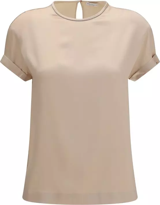 Beige Elastane Blouse