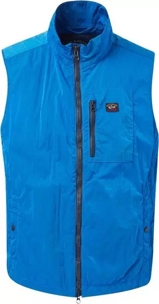 Blue Nylon Sleeveless Jacket