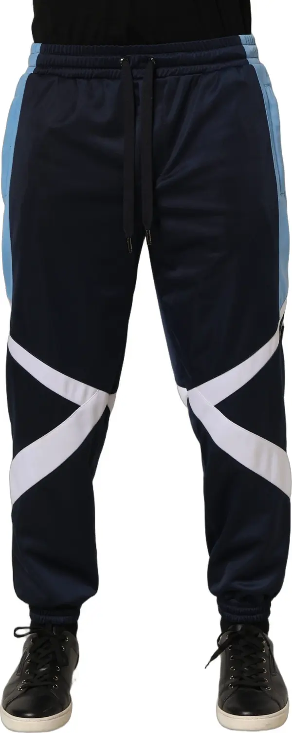 Blue White Drawstring Jogger Sweatpants Pants