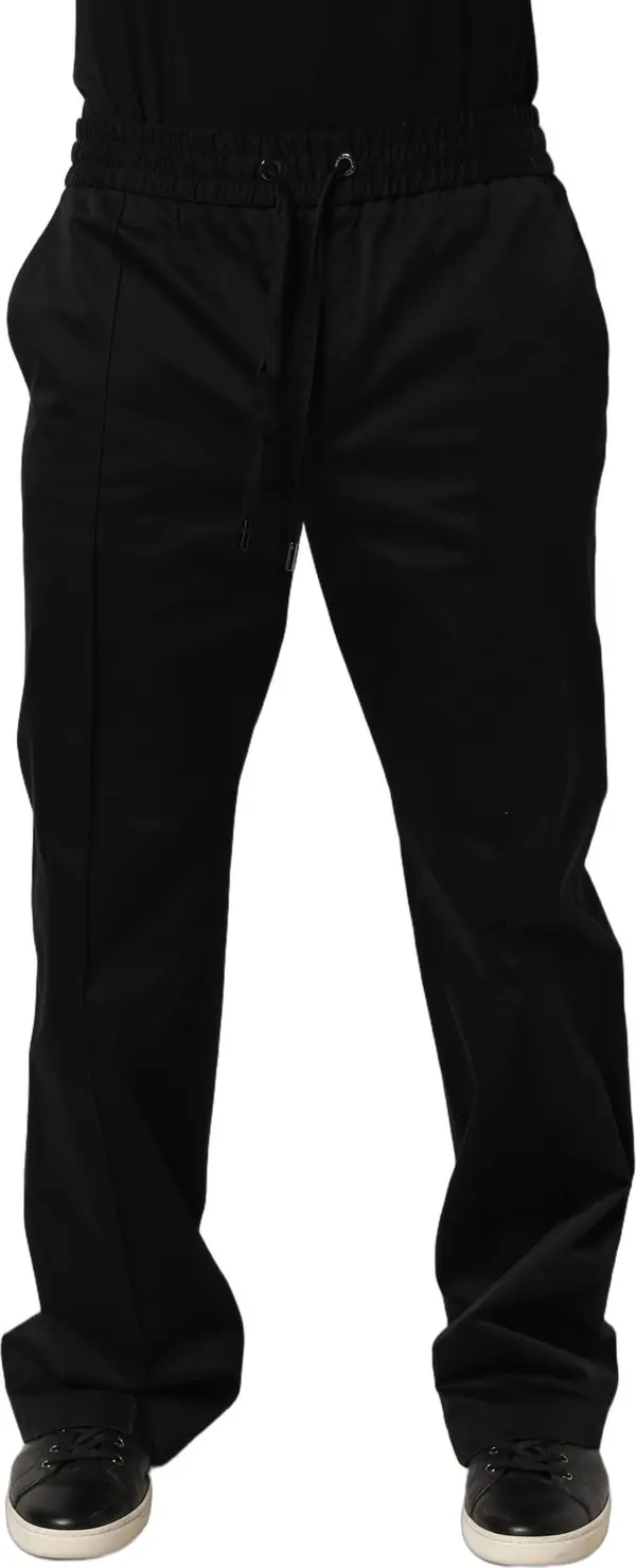 Black Drawstring Cotton Jogger Men Sweatpants Pants
