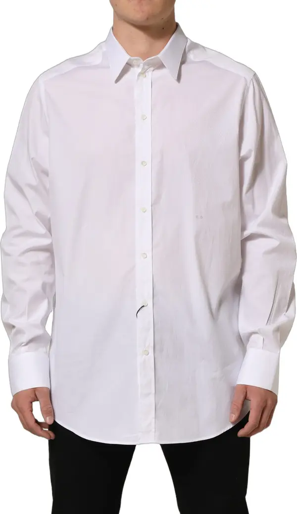 White Cotton Long Sleeves Men Dress Shirt