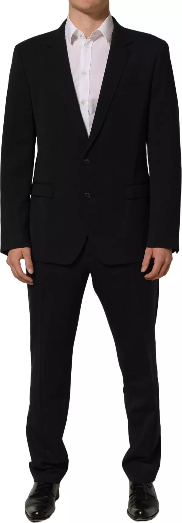 Black Wool Slim Fit Formal Men 2 Piece Suit