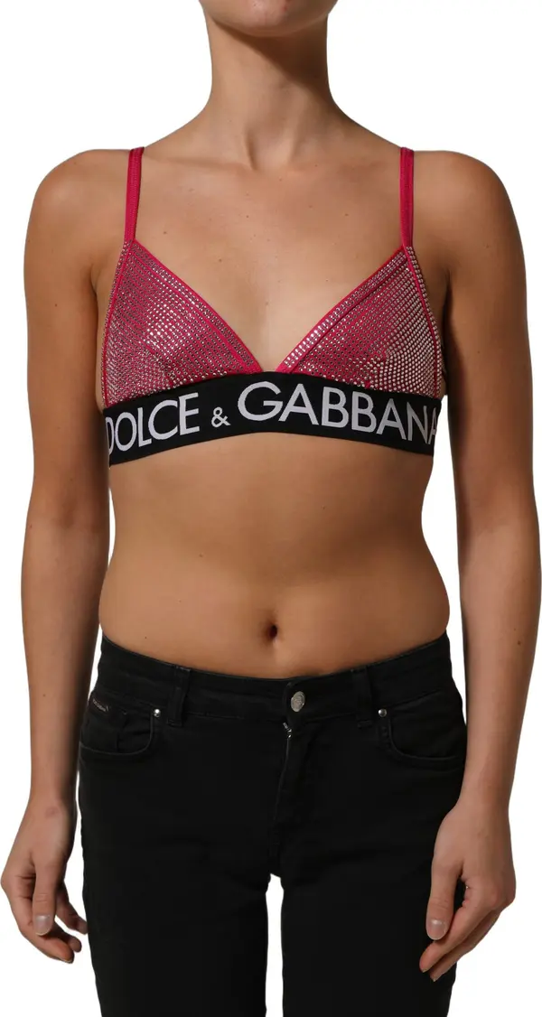 Pink Crystal Embellished Bralette Crop Top