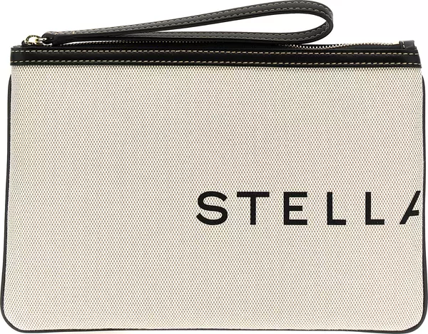 Beige Cotton Clutch Bag