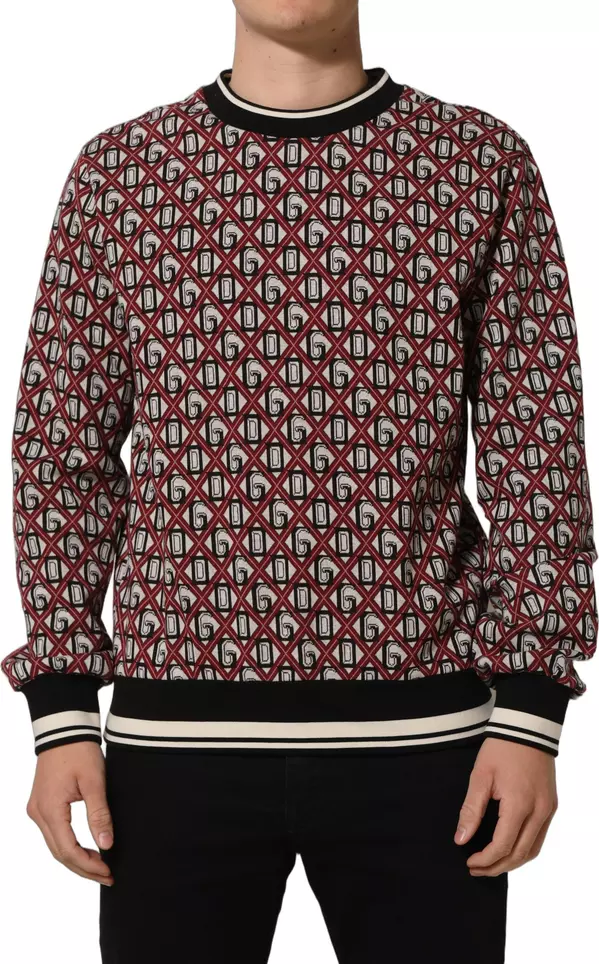 Red Logo Cotton Jacquard Sweatshirt Sweater