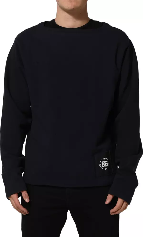 Dark Blue Logo Cotton Sweatshirt Sweater