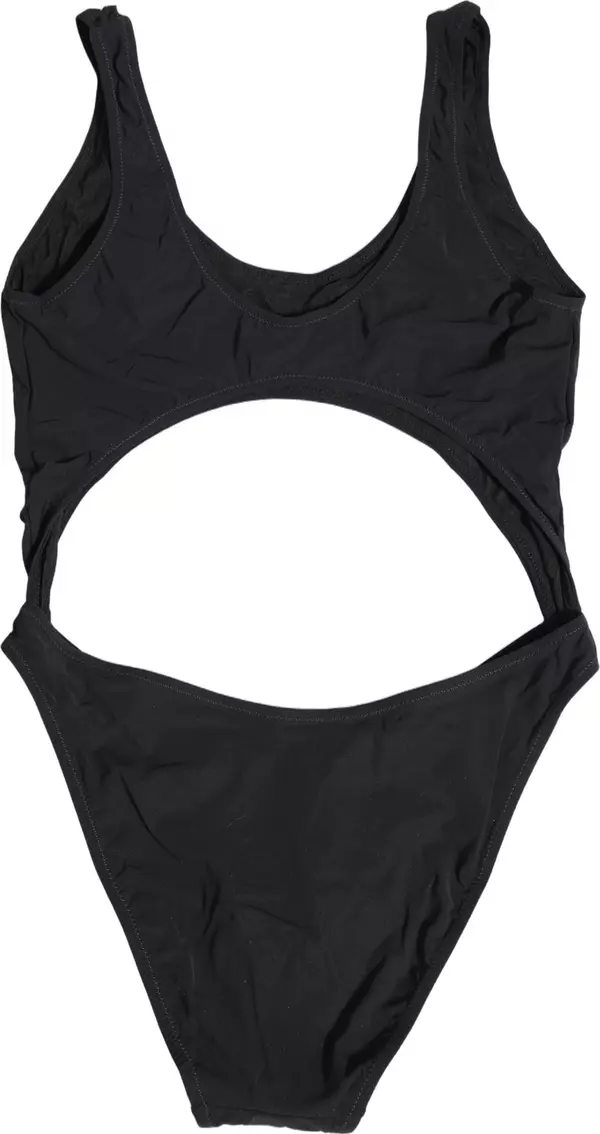 Black Cutout Logo One Piece Swimsuit Swimwear