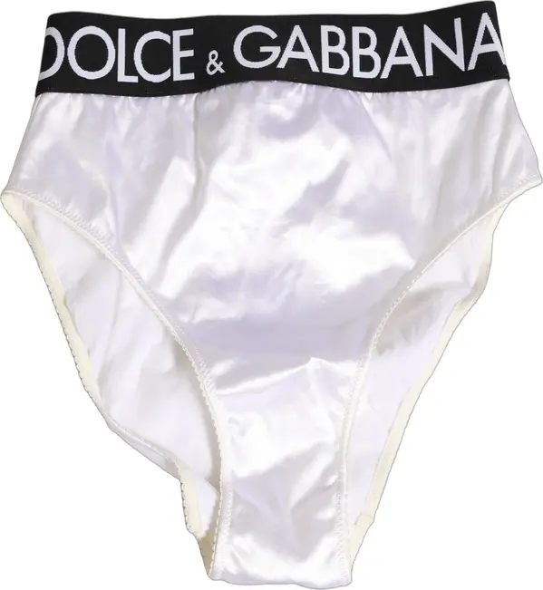 White Satin High-Waist Brief Logo Women Underwear
