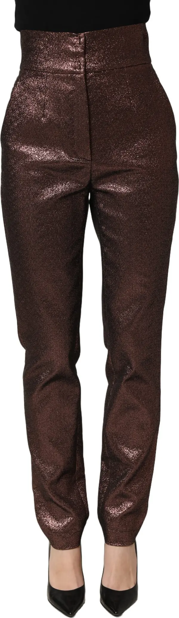 Metallic Brown High Waist Tapered Leg Pants