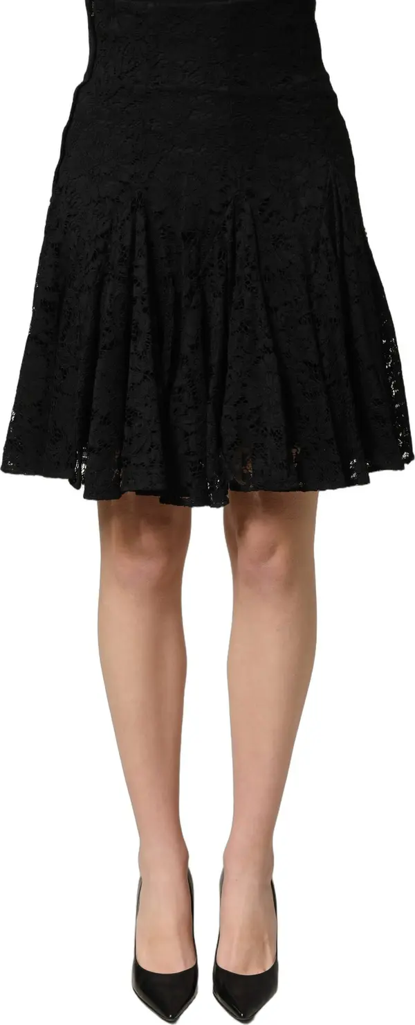 Black Floral Cut Out Lace A-line Mini Skirt