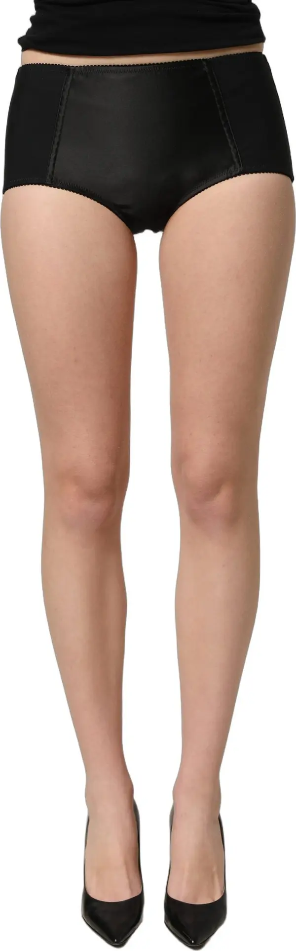 Black Low Waist Satin Culotte Hotpants Shorts