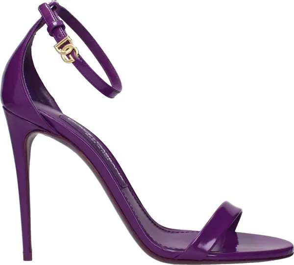 Purple Leather Stiletto Heel Sandals