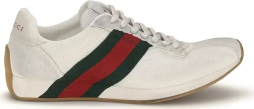 White Polyester Athletic Sneakers