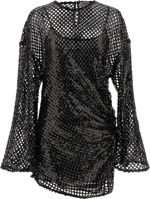 Black Polyester Short Dress