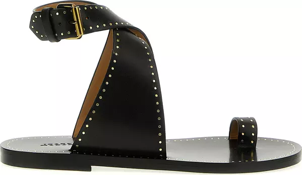 Black Calfskin Flat Sandals