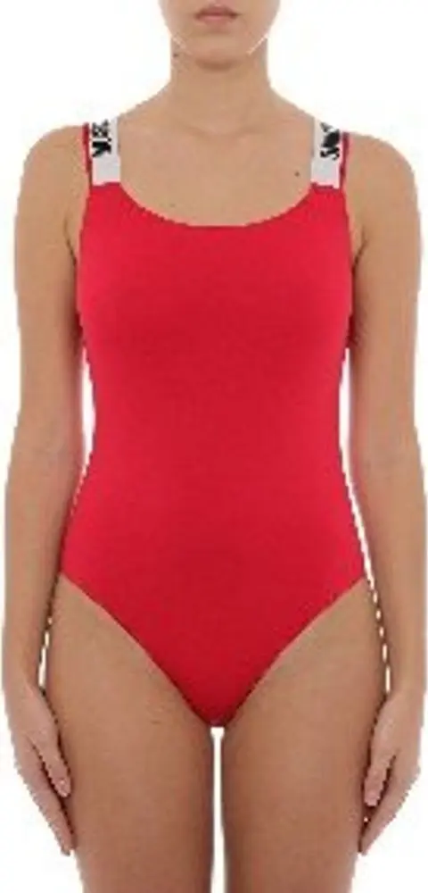 Red Cotton One-Piece Swimsuit