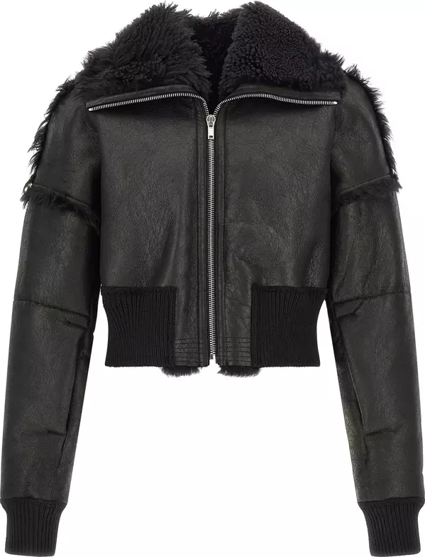 Black Lamb Fur Leather Jacket