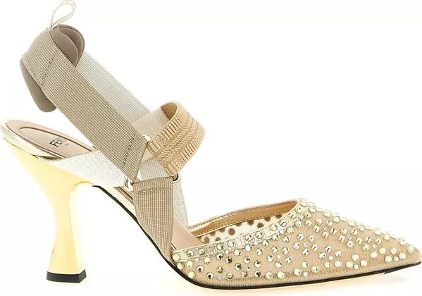 Beige Polyamide High Heel Pumps