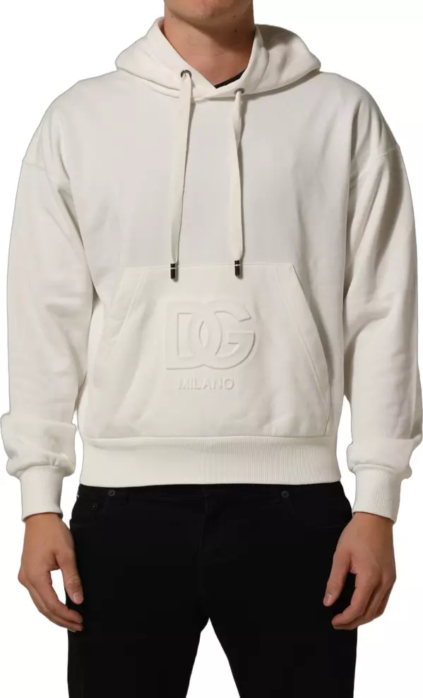 White Logo Hooded PulloverSweatshirt Sweater