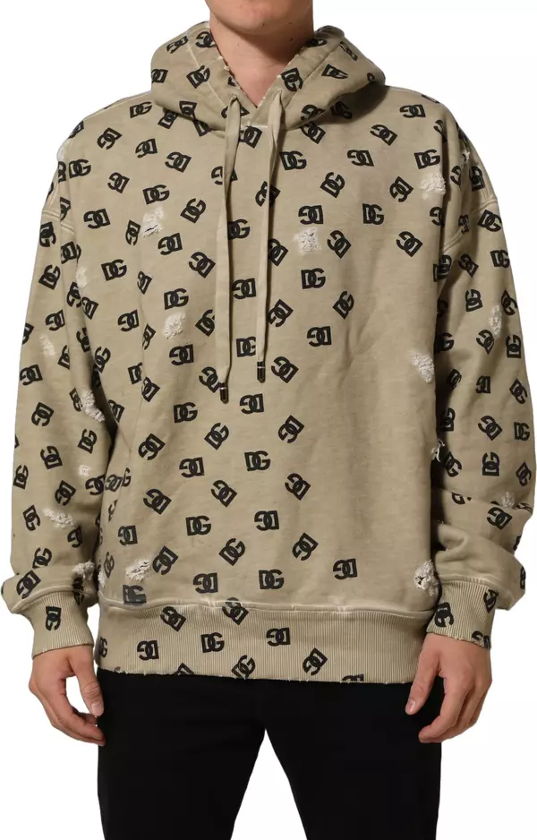Brown Cotton Logo Hooded Sweatshirt Sweater