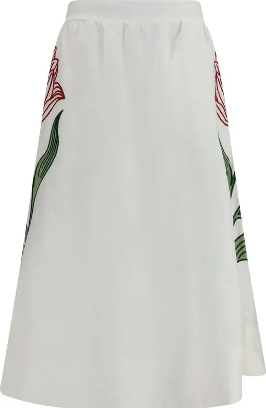 White Linen Midi Skirt