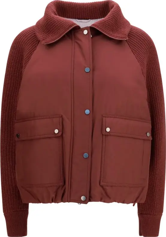 Bordeaux Polyester Full-Length Jacket