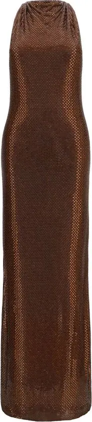 Brown Polyester Cocktail Dress