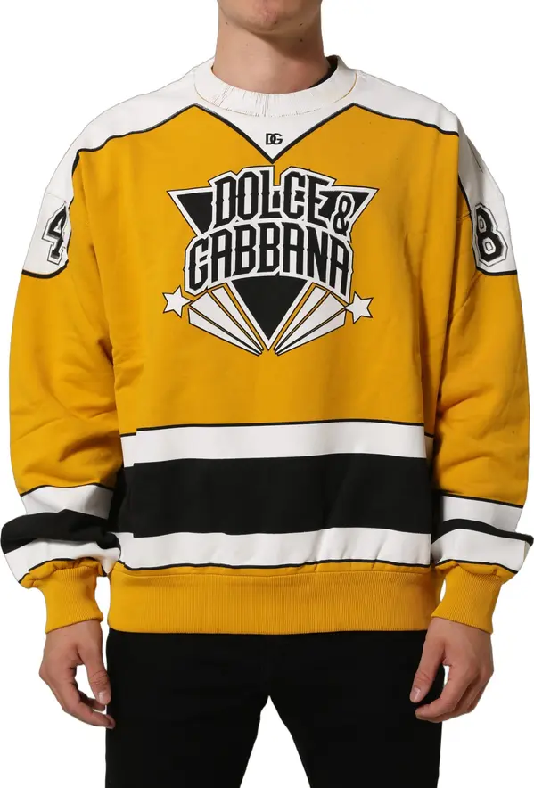 Yellow Crew Neck Jersey Sweatshirt Sweater