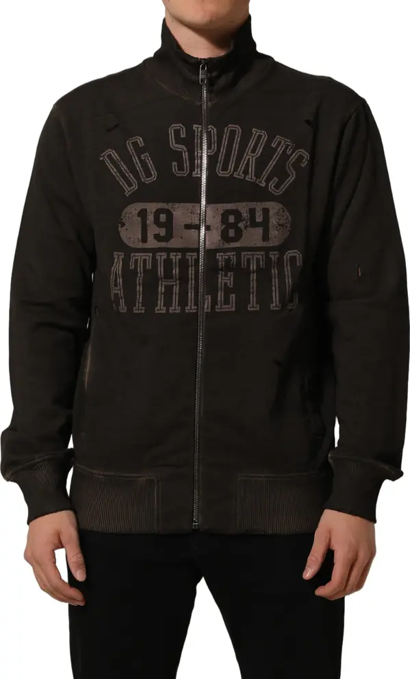 Brown Logo Print Full Zip Sweatshirt Sweater