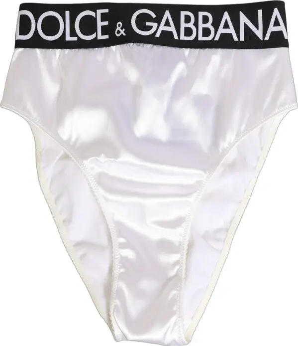 White Satin High-Waist Brief Logo Women Underwear