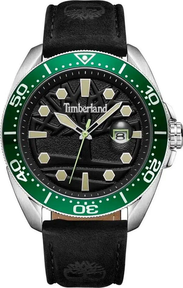 Black Leather Sport Watch