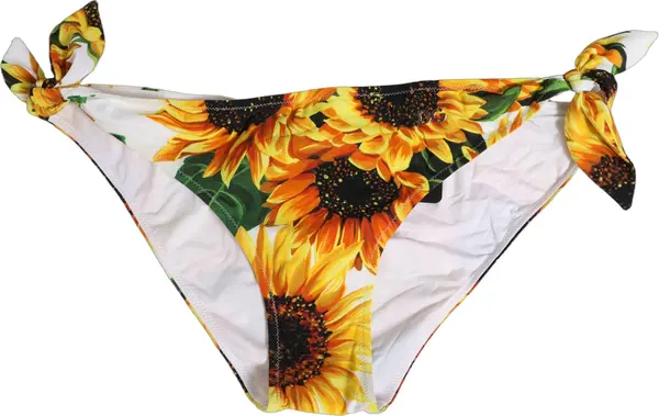 Yellow Nylon Sunflower Bikini Bottom Swimwear