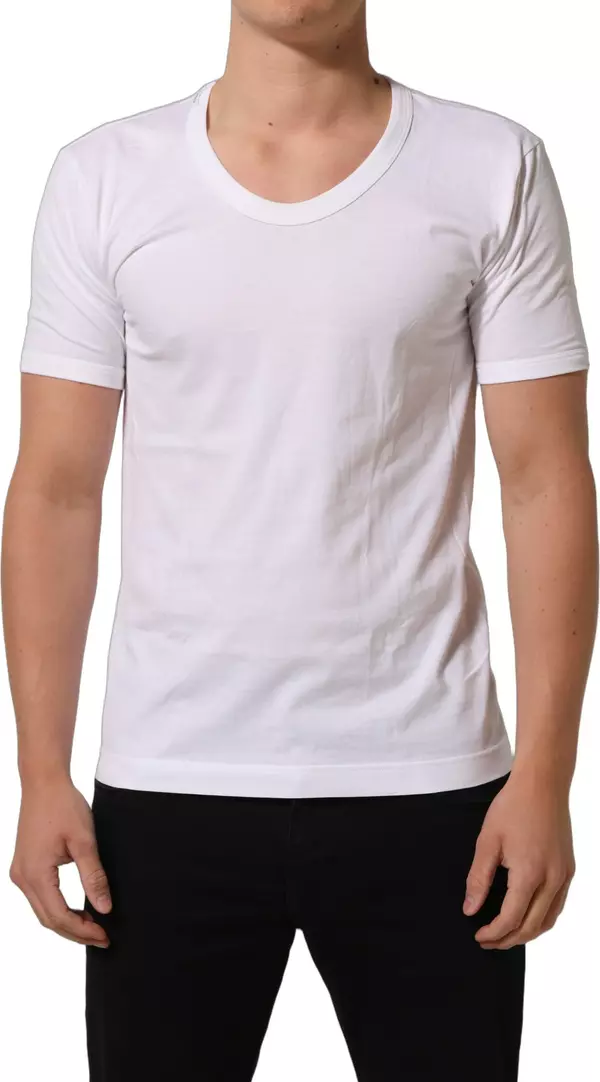 White Cotton Short Sleeve Round Neck T-shirt