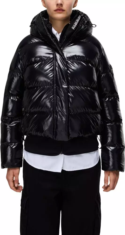 Black Recycled Polyester Full-Length Jacket