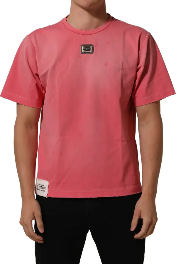 Pink Re-Edition Distressed Crew Neck T-shirt