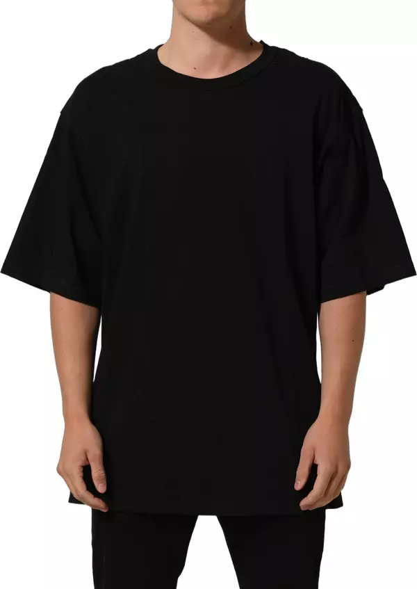 Black Cotton Short Sleeves CrewNeck T-shirt