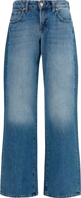 Blue Cotton Straight-Leg Jeans