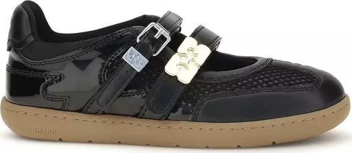 Black Polyester Ballet Flats
