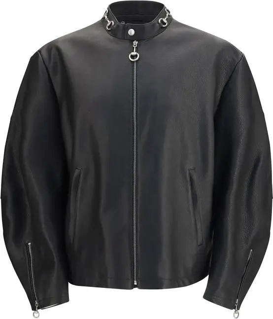 Black Calf Leather Bos Taurus Biker Jacket
