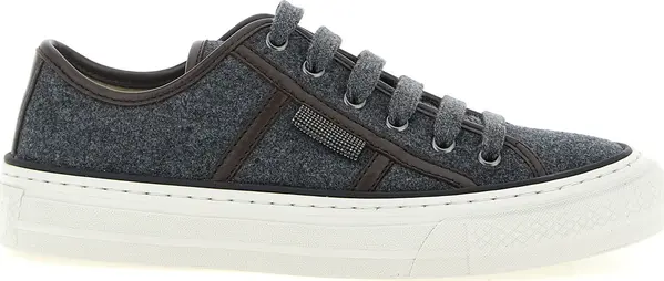 Gray Virgin Wool Low Top Sneakers
