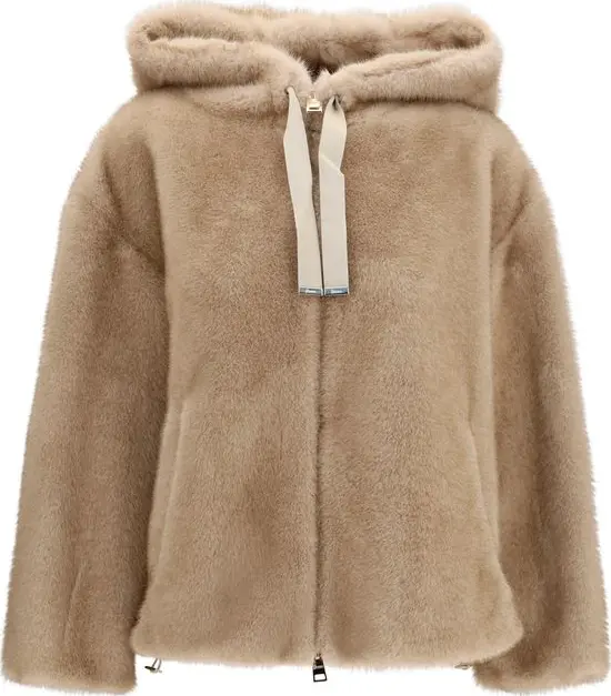 Beige Polyester Full-Length Jacket
