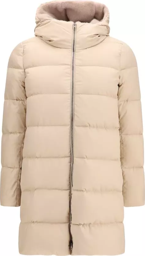 Beige Polyester Full-Length Jacket