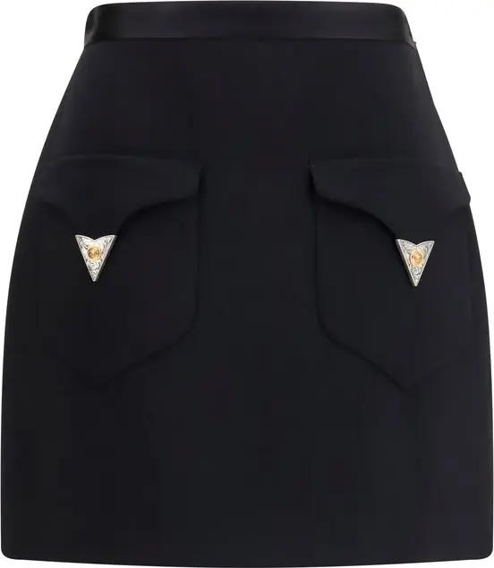 Black Wool Oves Aries Mini Skirt
