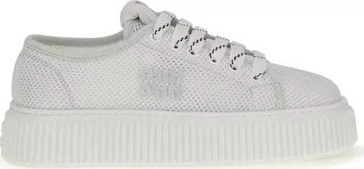 White Polyamide Platform Sneakers