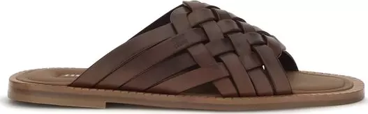 Brown Calf Leather Bos Taurus Flat Sandals