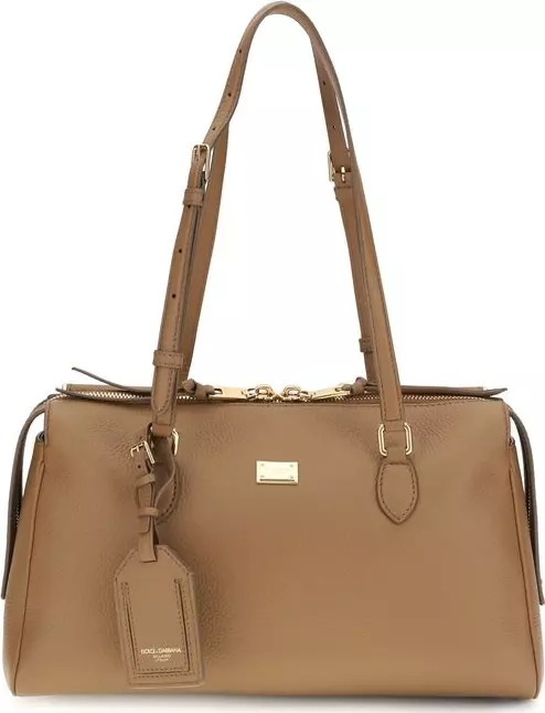 Beige Calf Leather Bos Taurus Shoulder Bag