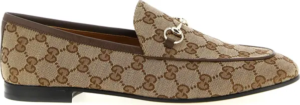 Beige Polyester Slip-On Loafers