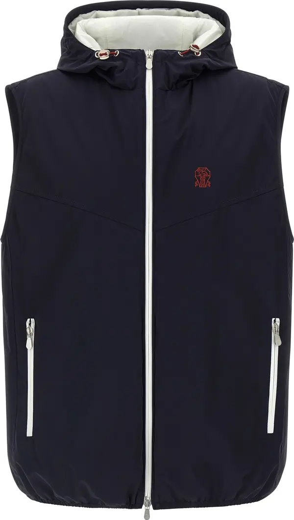 Blue Polyamide Sleeveless Jacket