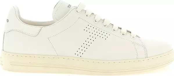 White Leather Low Top Sneakers